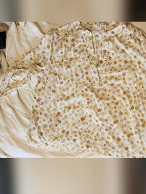 GAP Cream Top with Yellow and Tan Floral Print